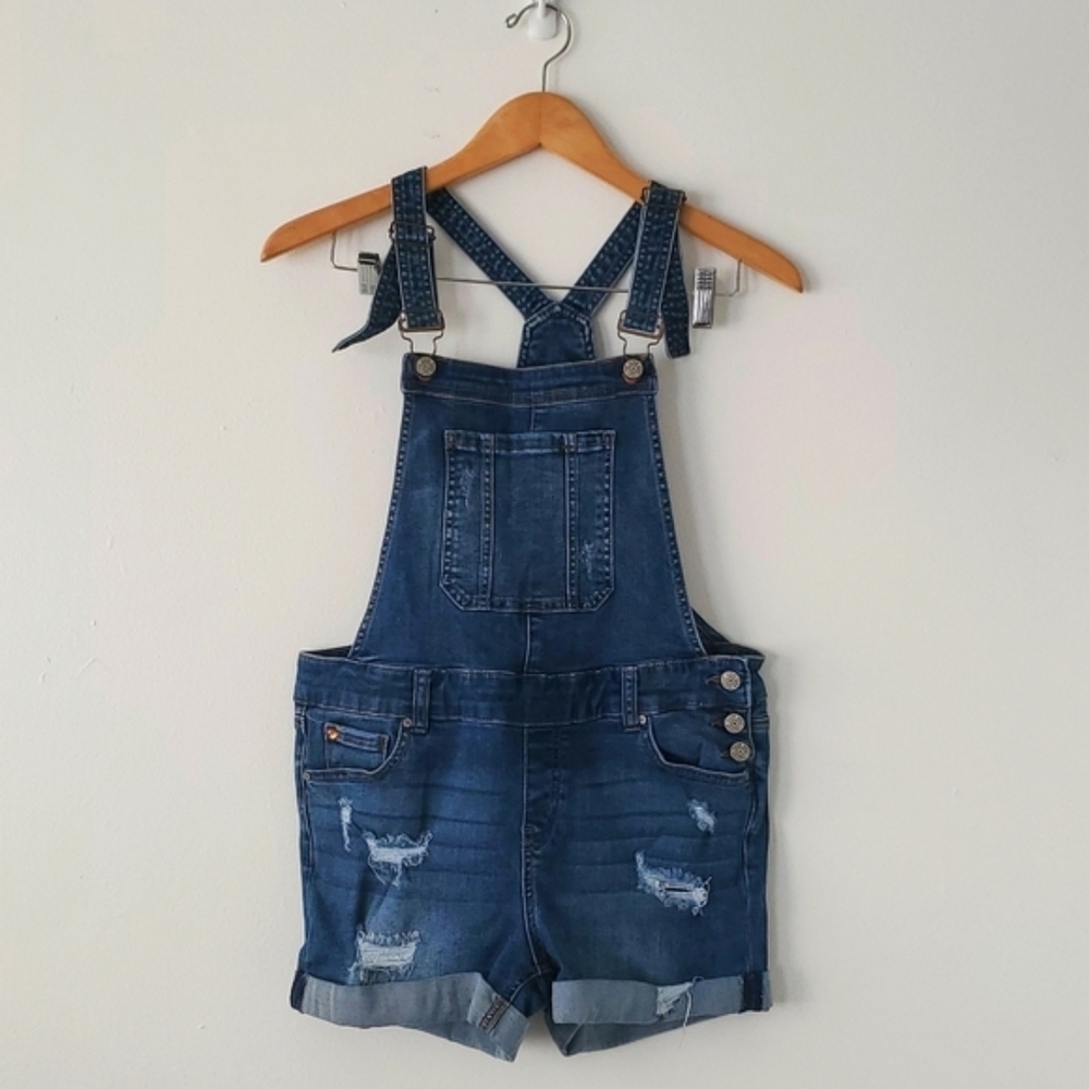 Enjean Women's Distressed Denim Overalls